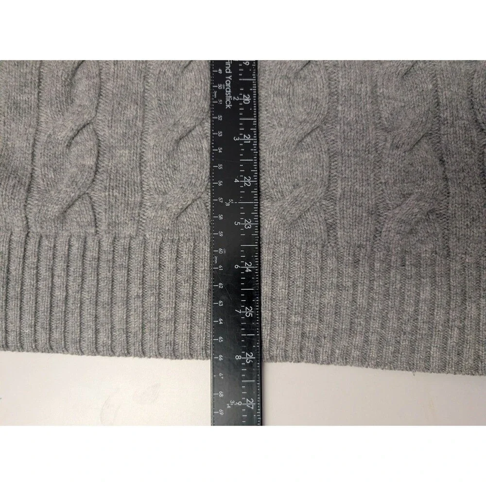 Vineyard Vines Mens L Gray Cable Knit Mock Neck Button Wool Cashmere Sweater